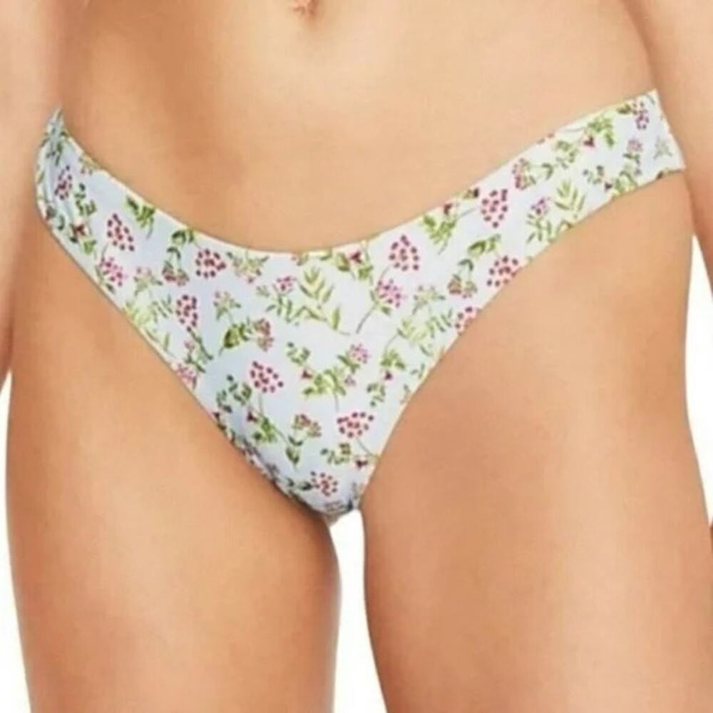 NWT J. Crew Curved Waist Cheeky Bikini Bottom High Leg Cut M Cloud Meadow Floral